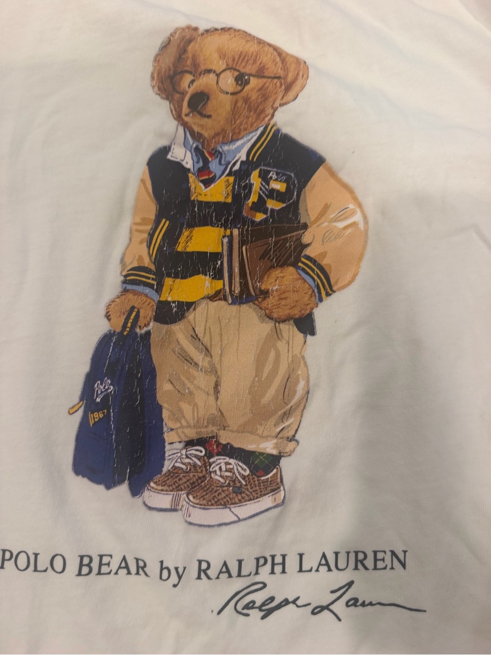 Ralph Lauren Kids Polo Bear Graphic Tee - White with Navy & Yellow Bear Outfit